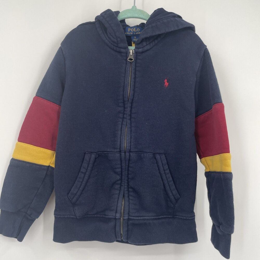 Polo Ralph Lauren Boys Hoodie Size 5 Fleece Full Zip Outdoor School Cozy Casual